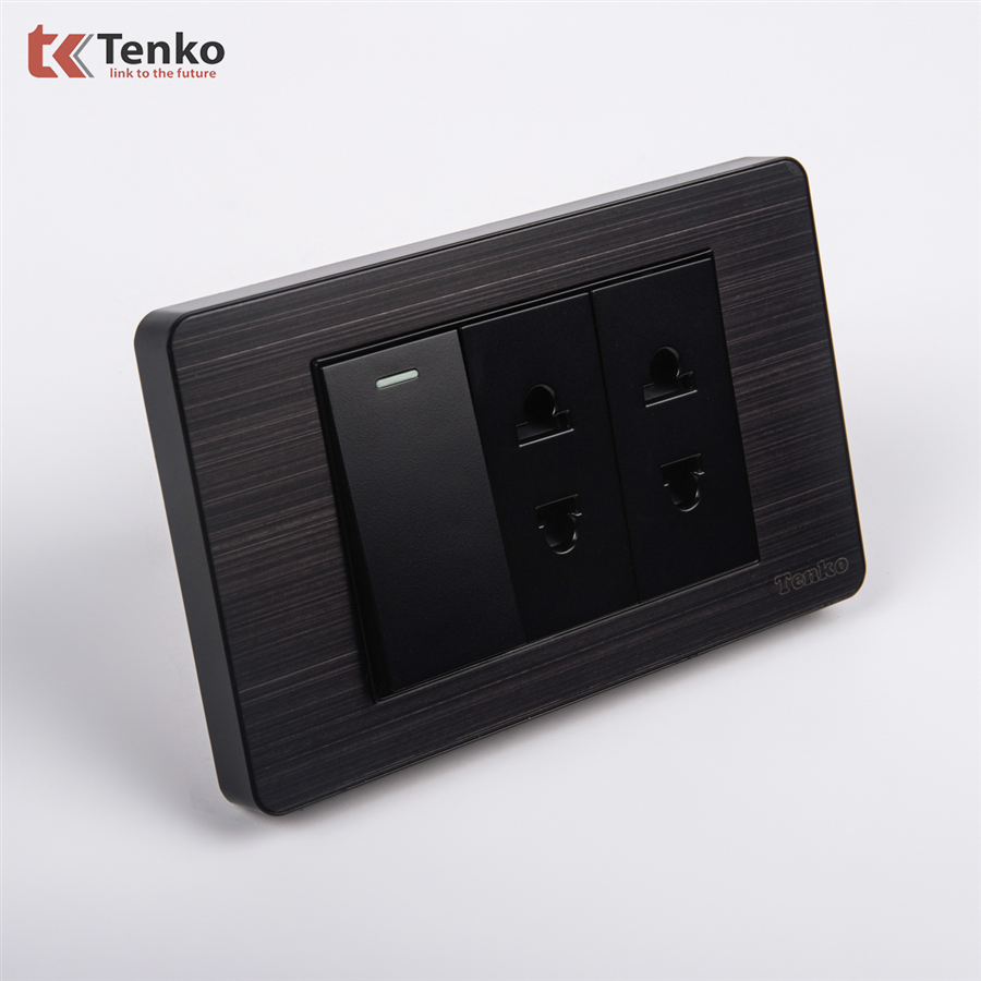 Bộ Công Tắc Mặt Hợp Kim Đen Xám TK-C7G-025