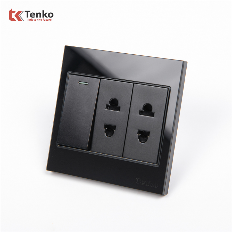 Bộ Công Tắc Mặt Kính Cường Lực TK-V18-025 Trắng