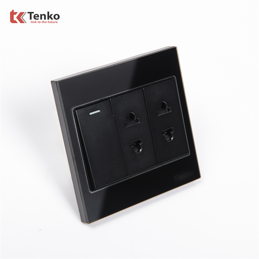 Bộ Công Tắc Mặt Kính Cường Lực TK-V18-025 Trắng