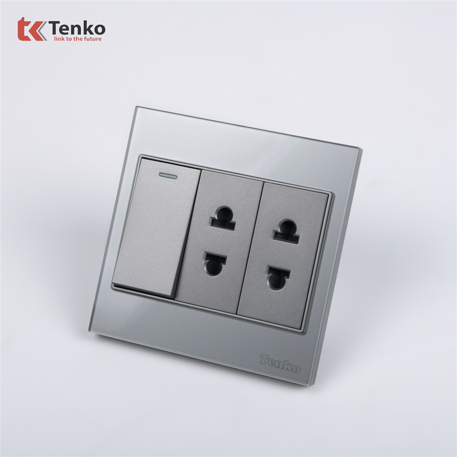 Bộ Công Tắc Ổ Cắm Điện Kính Cường Lực TK-V18-025
