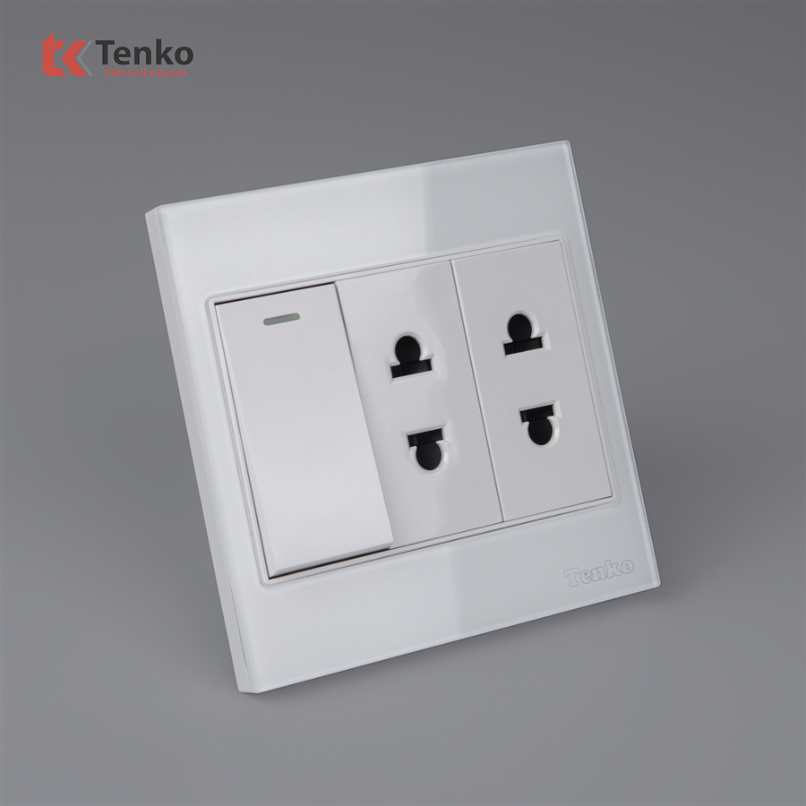Bộ Công Tắc Ổ Cắm Điện Kính Cường LựcTK-V18-025