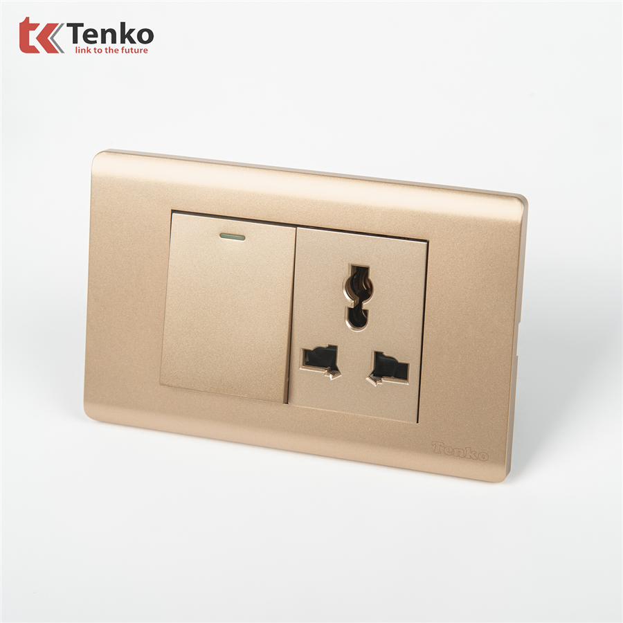 Bộ Công Tắc Ổ Cắm Điện TK-C25-039 Mặt Nhựa PC Vàng