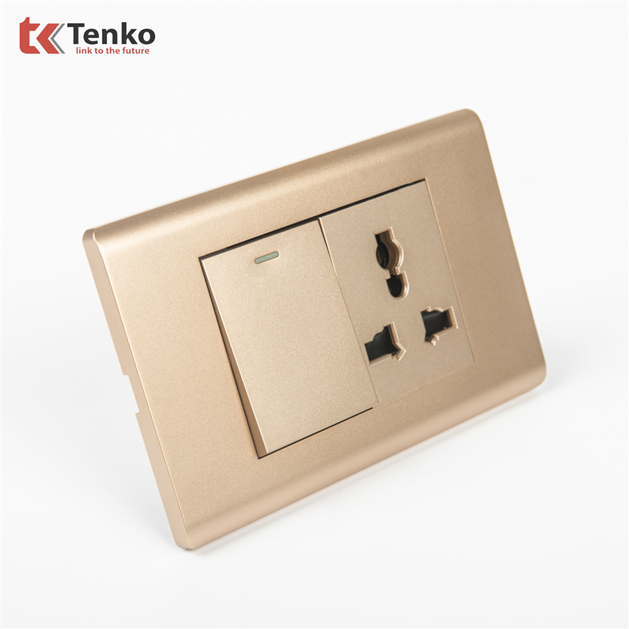 Bộ Công Tắc Ổ Cắm Điện TK-C25-039 Mặt Nhựa PC Vàng