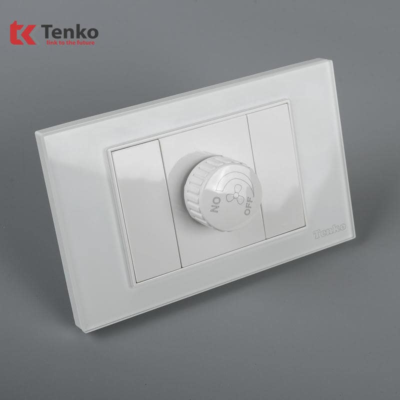 Chiết Áp Quạt Mặt Kính Cường Lực C18-086 Trắng
