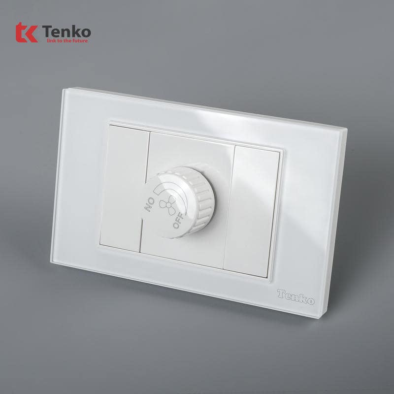 Chiết Áp Quạt Mặt Kính Cường Lực C18-086 Trắng