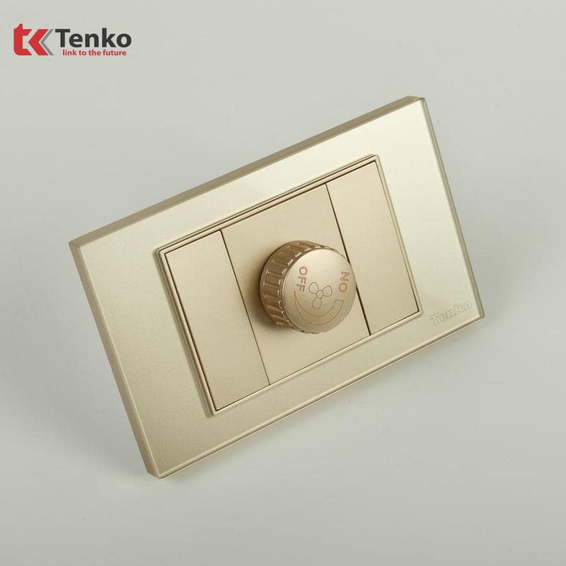 Chiết Áp Quạt Mặt Kính Cường Lực C18-086 Vàng