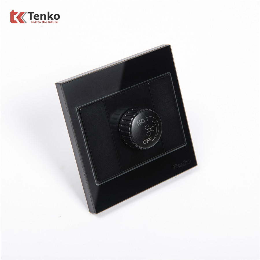 Chiết Áp Quạt Mặt Kính Cường Lực TK-V18-086 Đen
