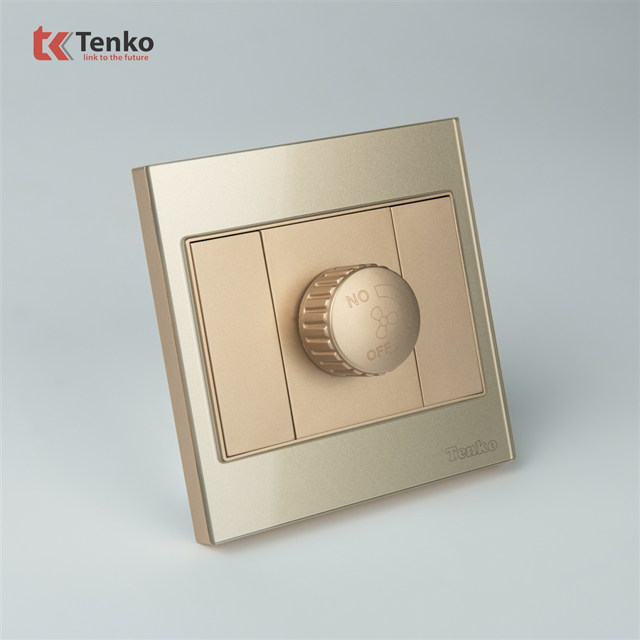 Chiết Áp Quạt Mặt Kính Cường Lực TK-V18-086 Vàng