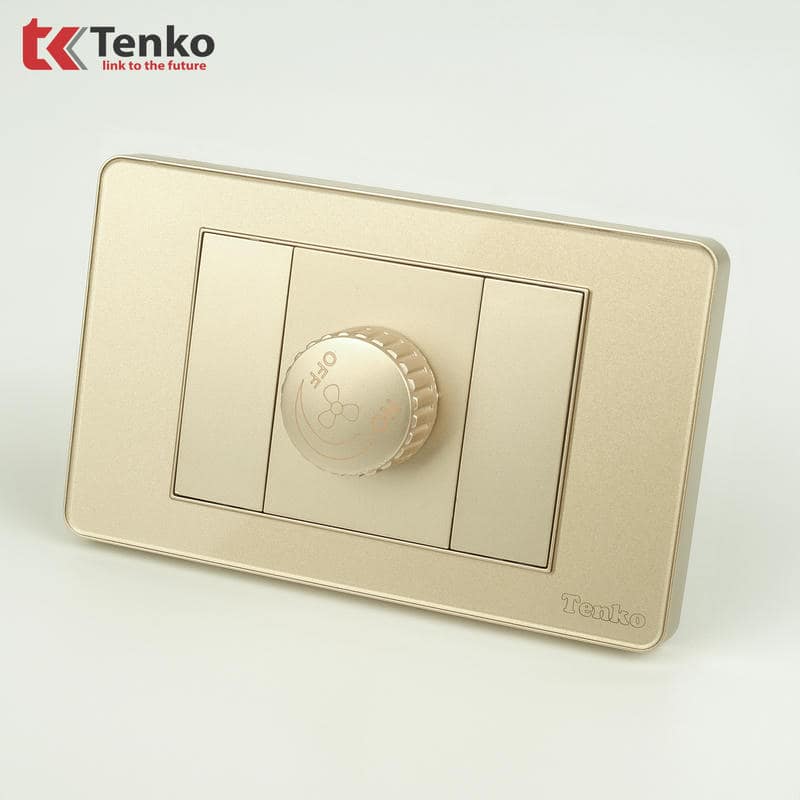 Chiết Áp Quạt Mặt Nhựa Phủ Bóng Kính C9-086 Vàng