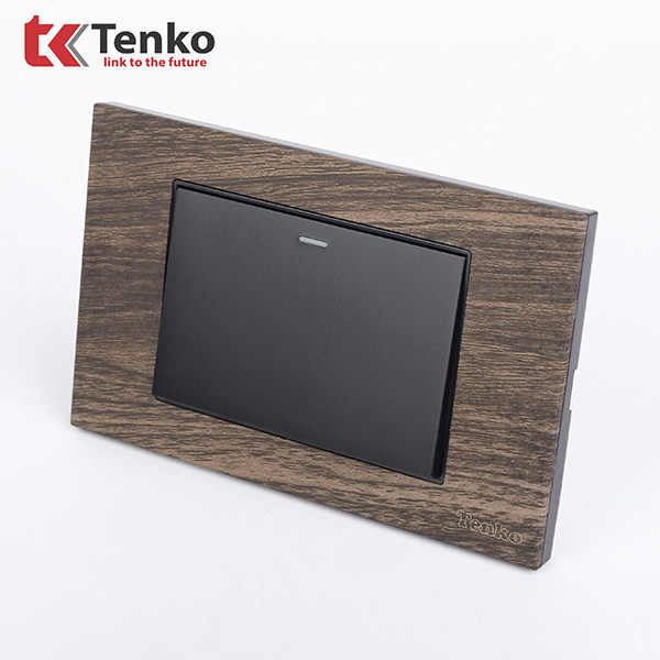 Công Tắc 1 Nút Âm Tường TK-C6A-01 Mặt Vân Gỗ