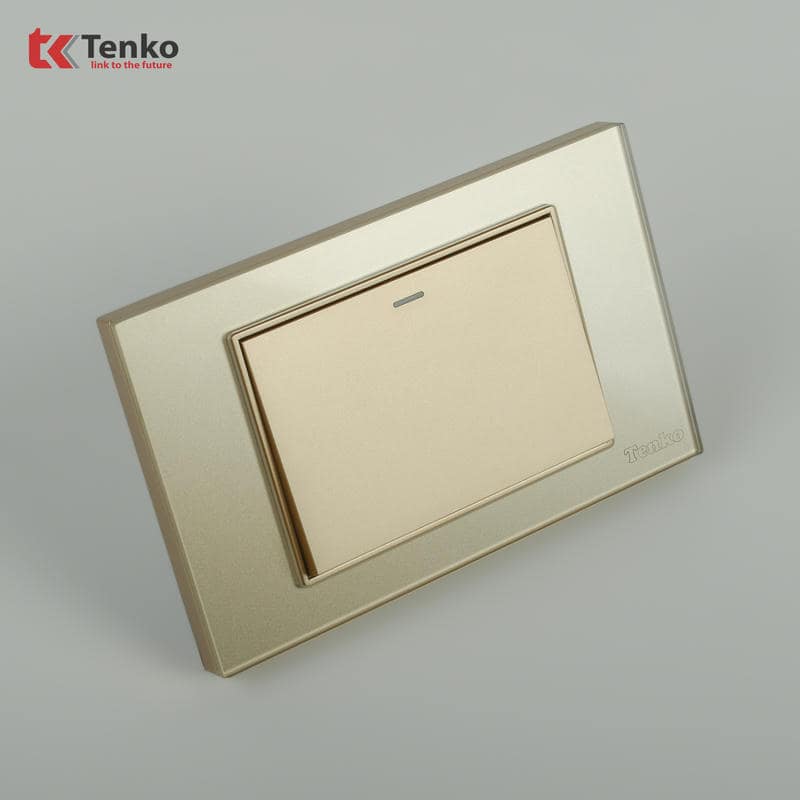 Công Tắc 1 Nút Mặt Kính Cường Lực C18-01 Vàng