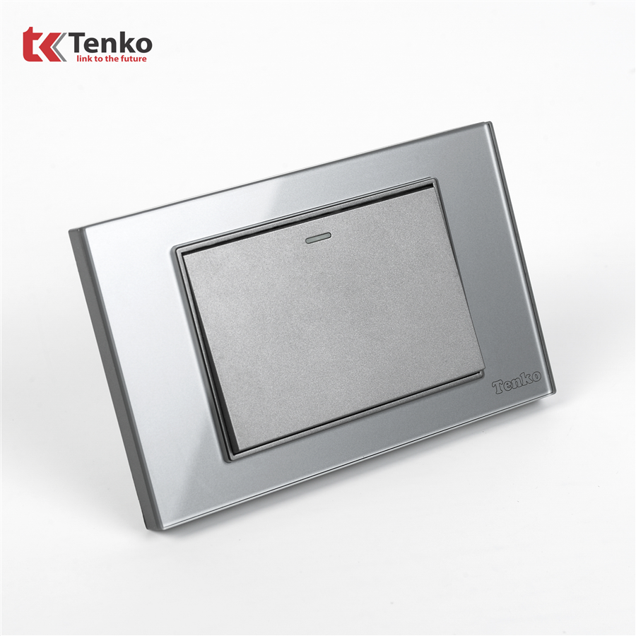 Công Tắc 1 Nút Mặt Kính Cường Lực C18-01 Xám