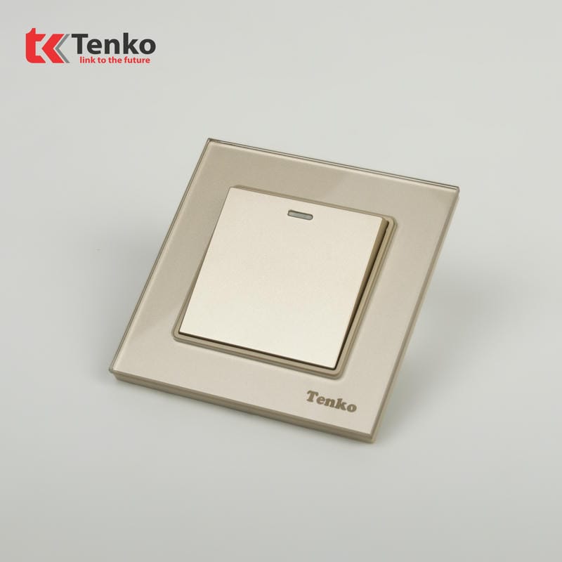 Công Tắc 1 Nút Mặt Kính Cường Lực F71D-01 Vàng