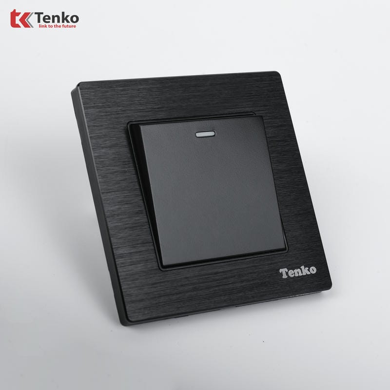 Công Tắc 1 Nút Mặt Vân Hợp Kim F71B-01 Đen Xước