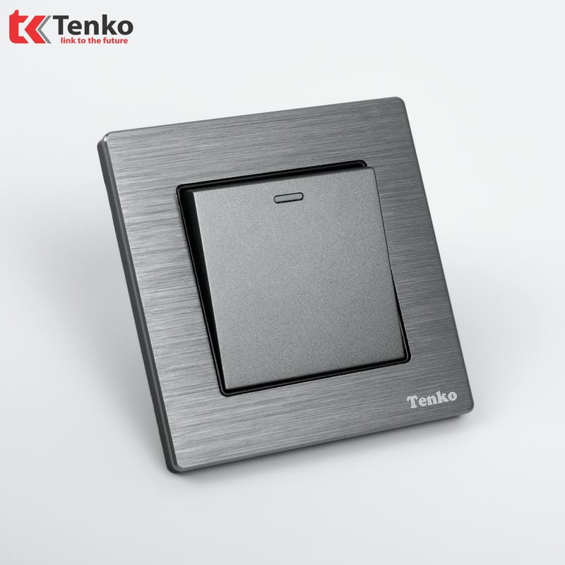 Công Tắc 1 Nút Mặt Vân Hợp Kim F71B-01 Xám Xước