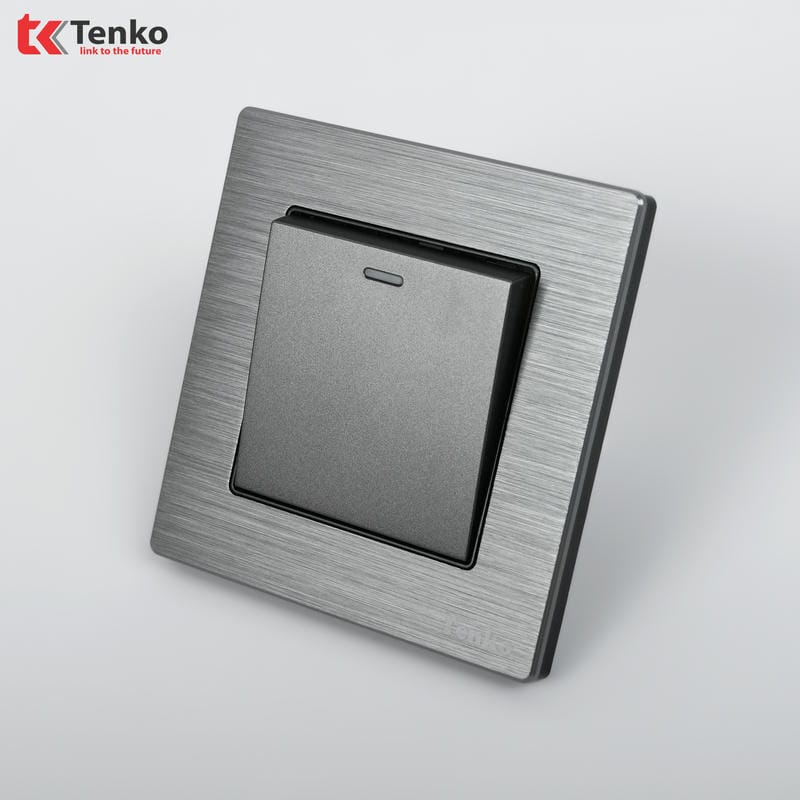 Công Tắc 1 Nút Mặt Vân Hợp Kim F71B-01 Xám Xước