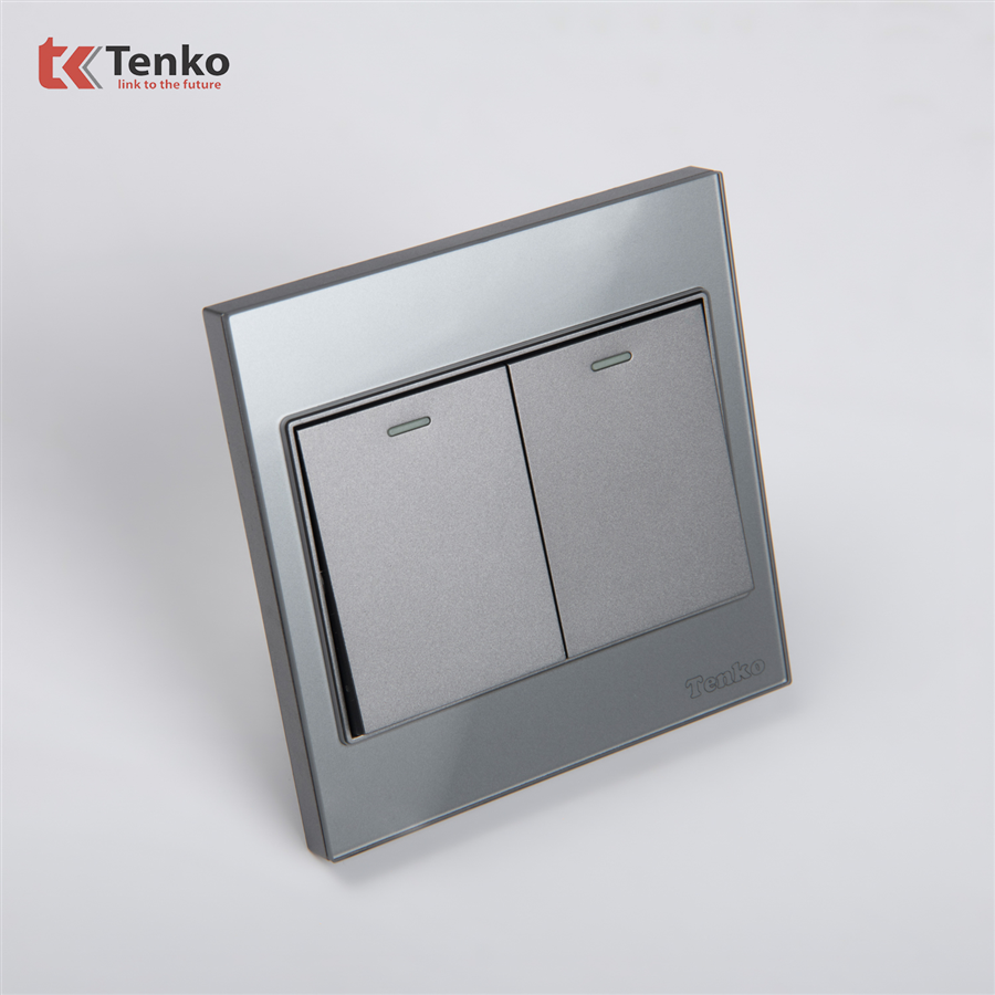 Công Tắc 2 Nút Mặt Kính Cường Lực Tenko TK-V18-02