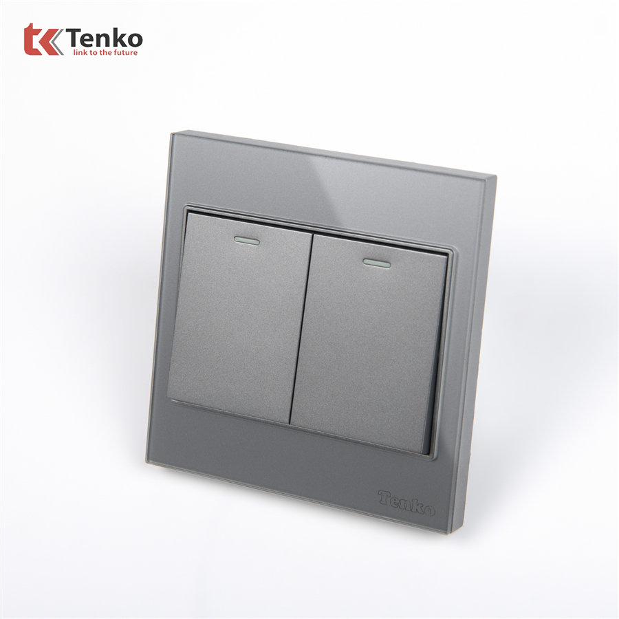 Công Tắc 2 Nút Mặt Kính Cường Lực Tenko TK-V18-02