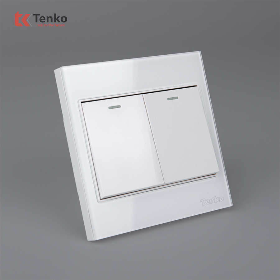 Công Tắc 2 Nút Mặt Kính Cường Lực Tenko TK-V18-02