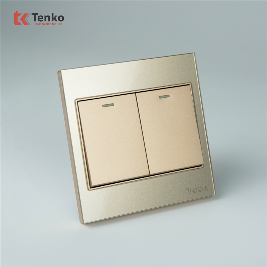 Công Tắc 2 Nút Mặt Kính Cường Lực Tenko TK-V18-02