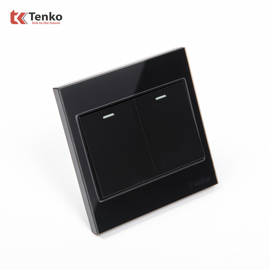 Công Tắc 2 Nút Mặt Kính Cường Lực Tenko TK-V18-02