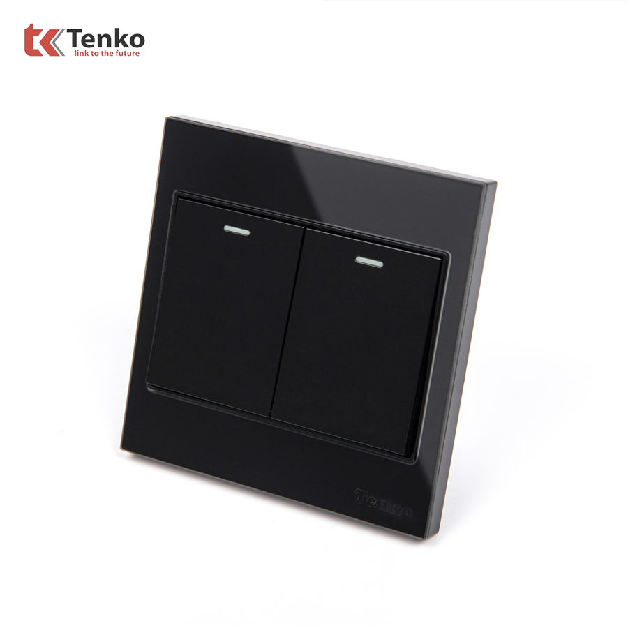 Công Tắc 2 Nút Mặt Kính Cường Lực Tenko TK-V18-02