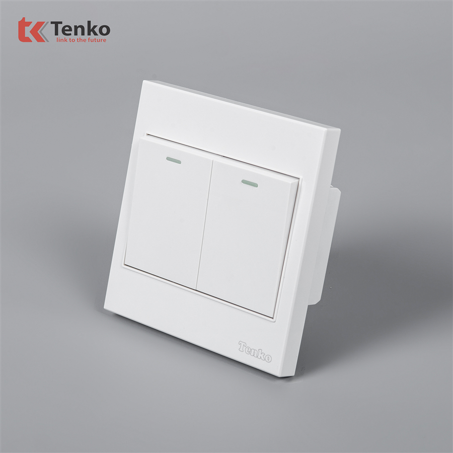 Công Tắc 2 Nút Mặt Nhựa ABS Tenko TK-V1-02