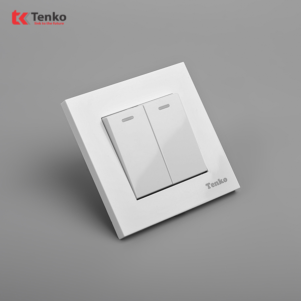 Công Tắc 2 Nút Mặt Nhựa Cao Cấp TT-02 Trắng