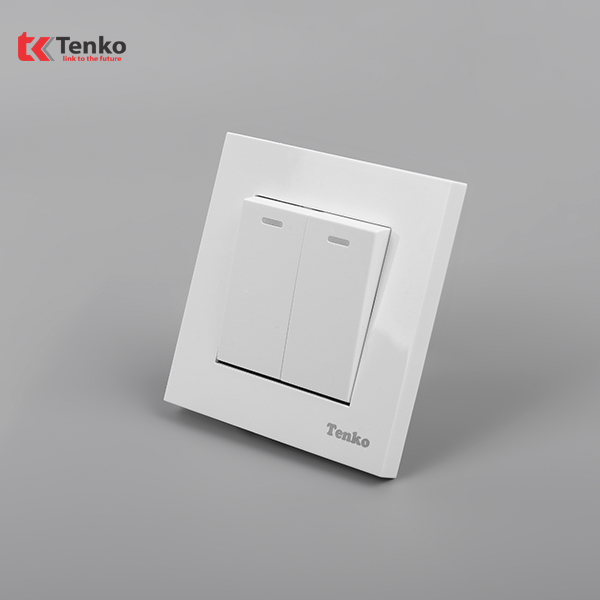 Công Tắc 2 Nút Mặt Nhựa Cao Cấp TT-02 Trắng