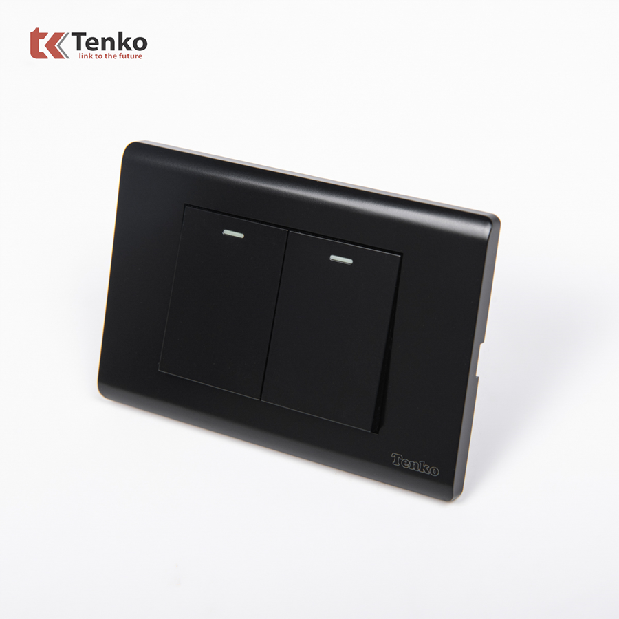 Công Tắc 2 Nút Mặt Nhựa PC Xám TENKO TK-C25-02