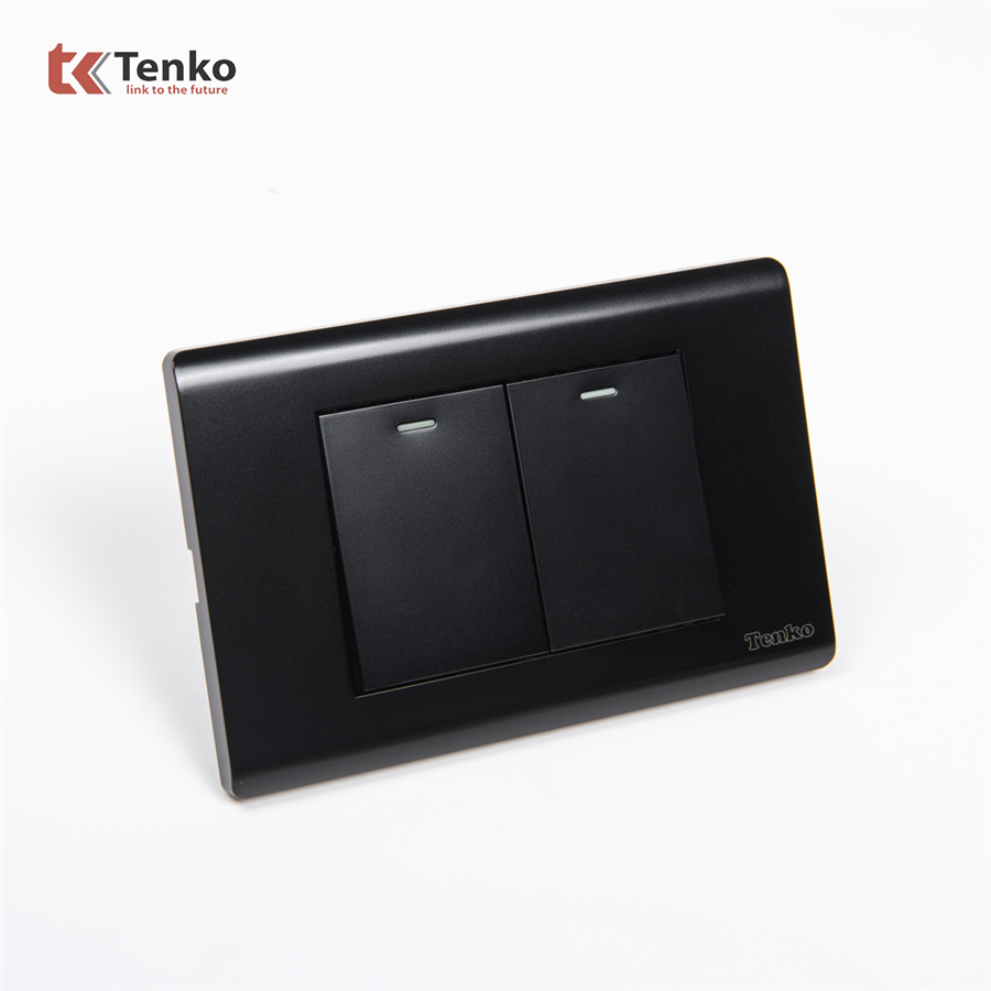 Công Tắc 2 Nút Mặt Nhựa PC Xám TENKO TK-C25-02
