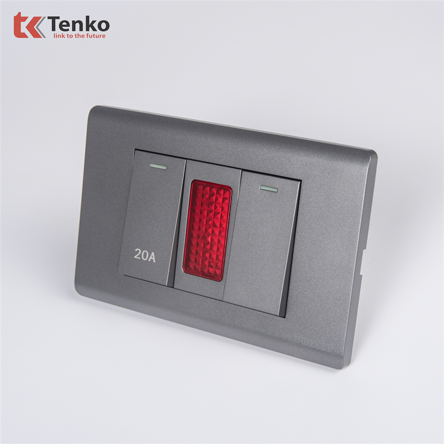 Công Tắc 20A Chống Cháy C25-081 Mặt Nhựa PC Xám