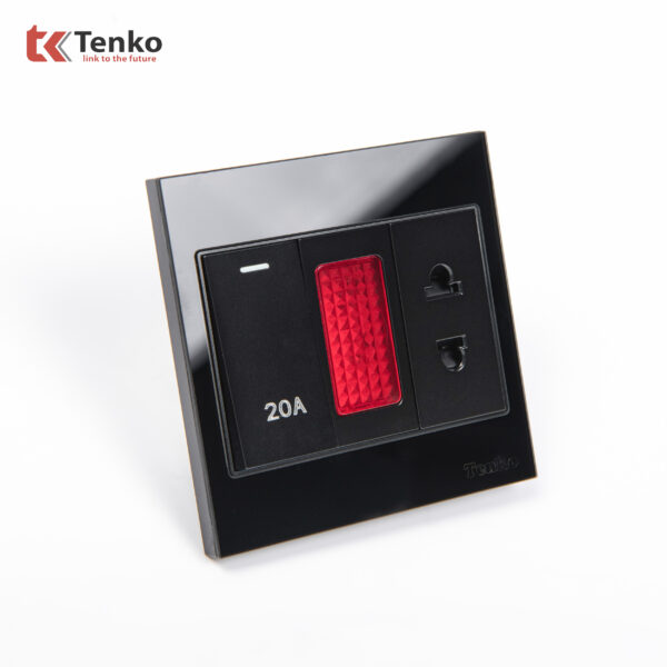 Công Tắc 20A Mặt Kính Cường Lực TK-V18-080 Đen