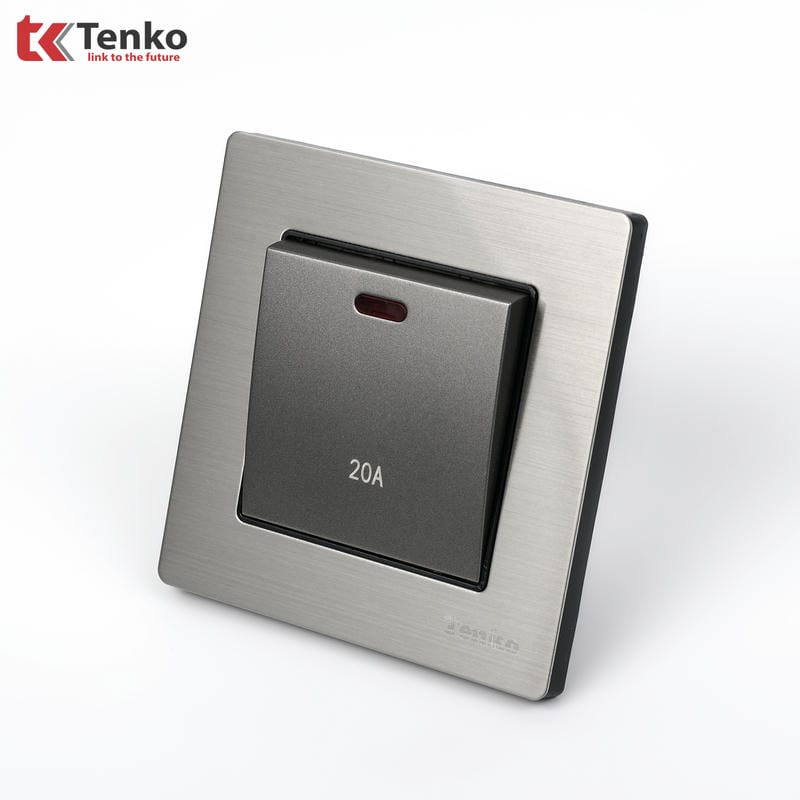 Công Tắc 20A Mặt Vân Hợp Kim F71B-87 Xám Bóng