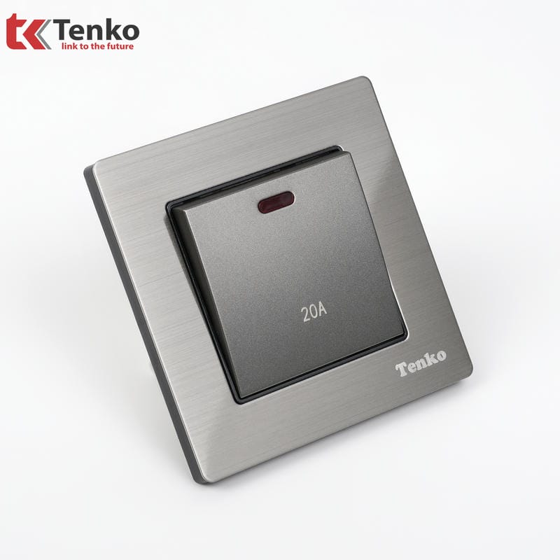 Công Tắc 20A Mặt Vân Hợp Kim F71B-87 Xám Bóng