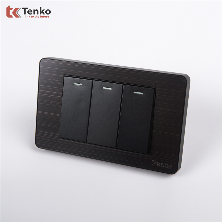 Công Tắc 3 Nút Mặt Hợp Kim Chính hãng TK-C7G-03