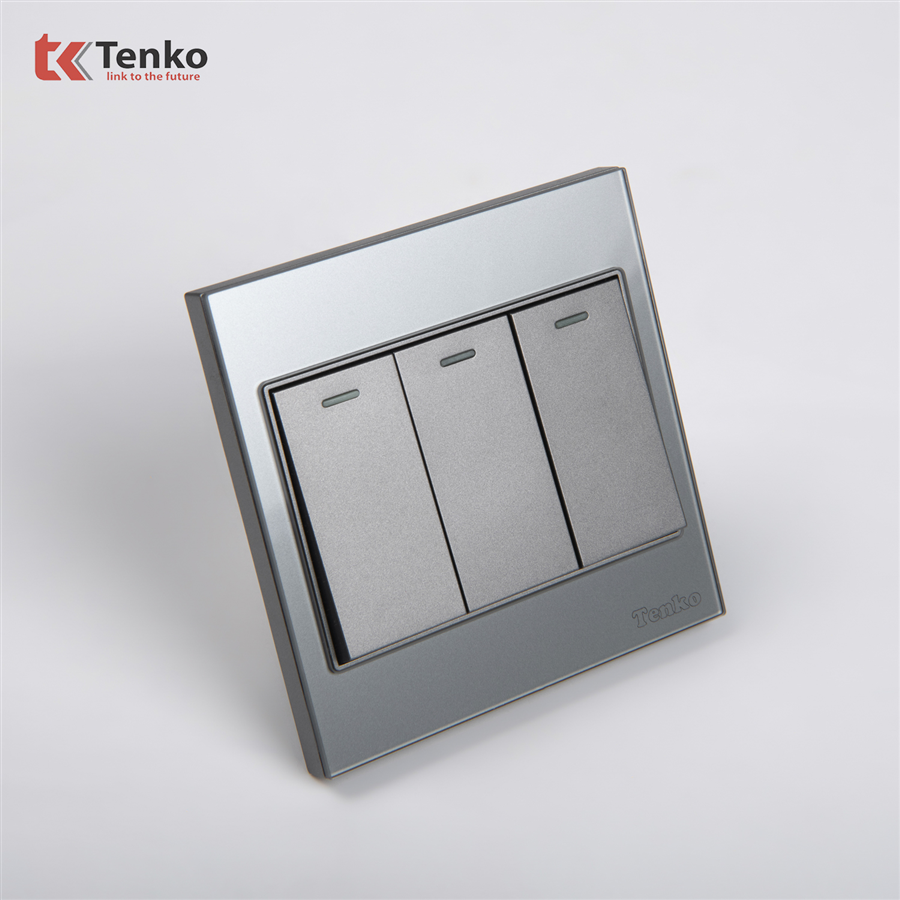 Công Tắc 3 Nút Mặt Kính Cường Lực Tenko TK-V18-03