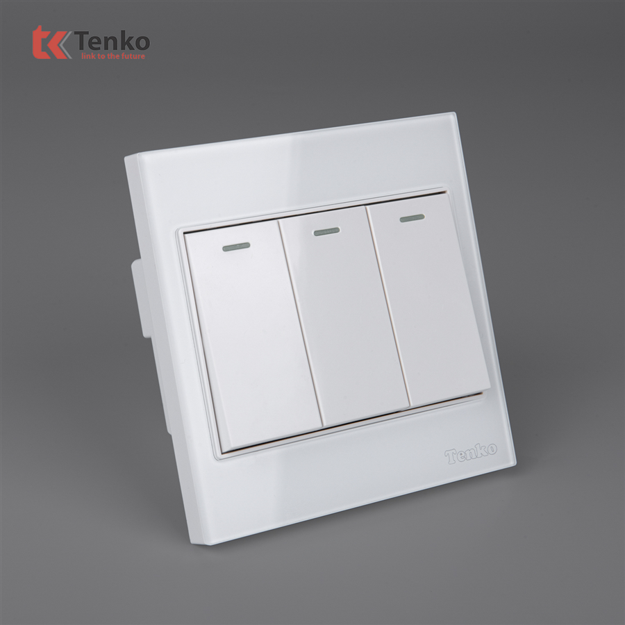 Công Tắc 3 Nút Mặt Kính Cường Lực Tenko TK-V18-03