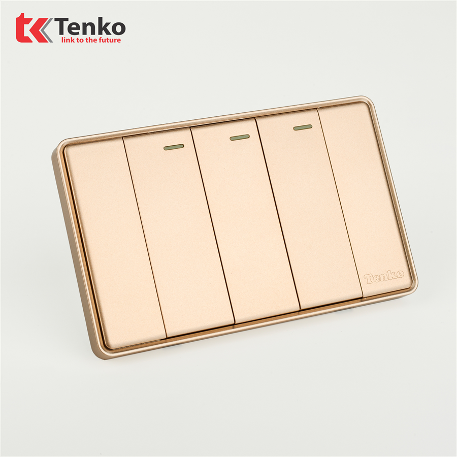 Công Tắc 3 Nút Tràn Viền C1-03 Vàng Viền Vàng