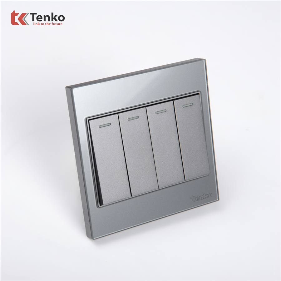 Công Tắc 4 Nút Kính Cường Lực Tenko TK-V18-04