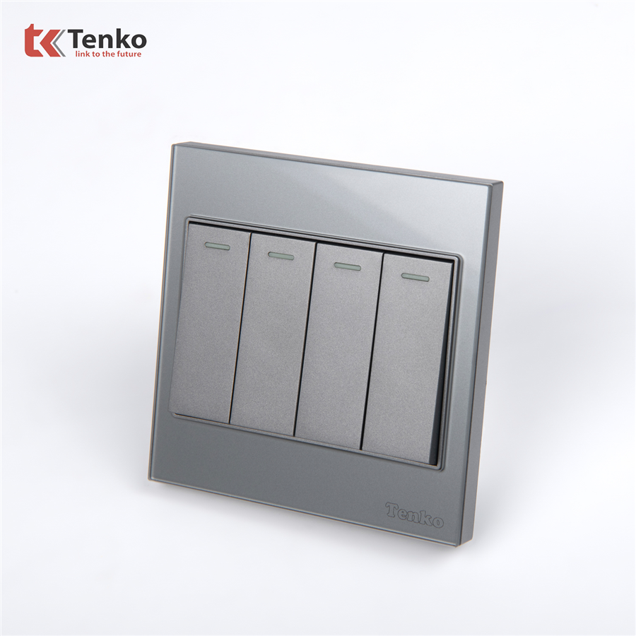 Công Tắc 4 Nút Kính Cường Lực Tenko TK-V18-04