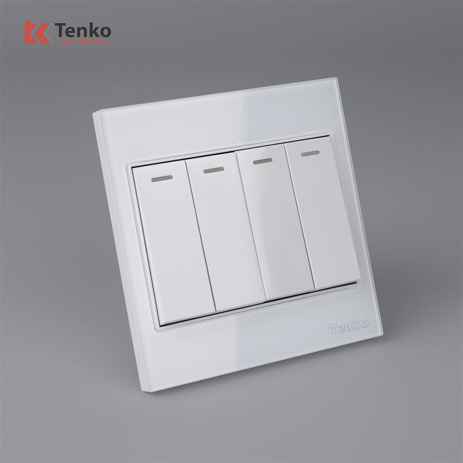 Công Tắc 4 Nút Kính Cường Lực Tenko TK-V18-04