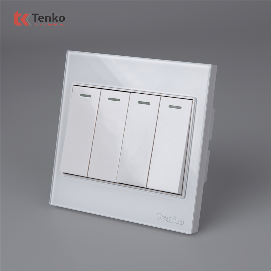 Công Tắc 4 Nút Kính Cường Lực Tenko TK-V18-04