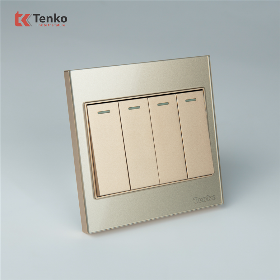 Công Tắc 4 Nút Mặt Kính Cường Lực Tenko TK-V18-04
