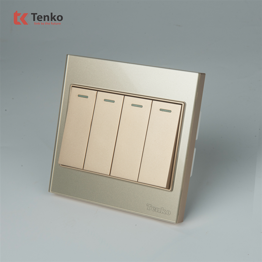 Công Tắc 4 Nút Mặt Kính Cường Lực Tenko TK-V18-04