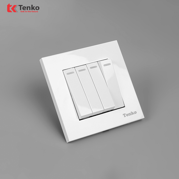 Công Tắc 4 Nút Mặt Nhựa Cao Cấp TT-04 Trắng