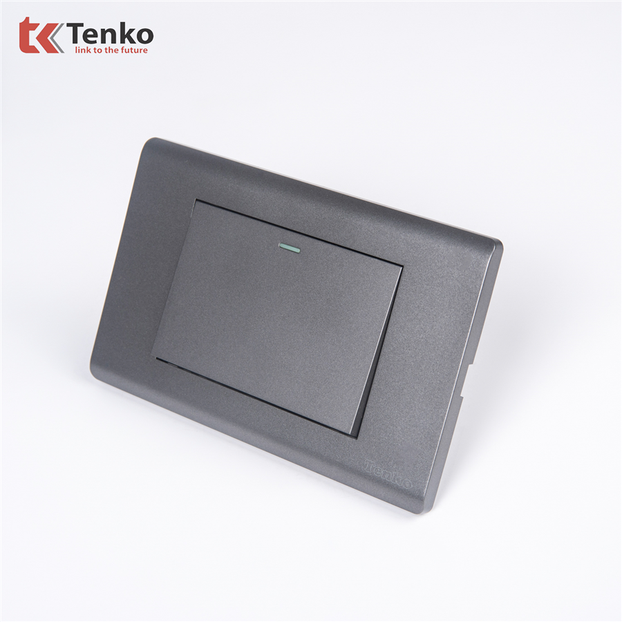 Công Tắc Cao Cấp TENKO TK-C25-01 Mặt Nhựa PC Xám