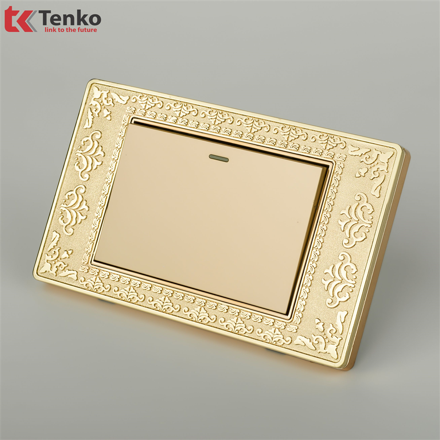 Công Tắc Điện 1 Nút Mặt Hoa Văn Đồng TK-C8-01