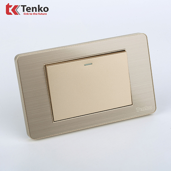 Công Tắc Điện 1 Nút Mặt Hợp Kim TK-C7G-01 Vàng