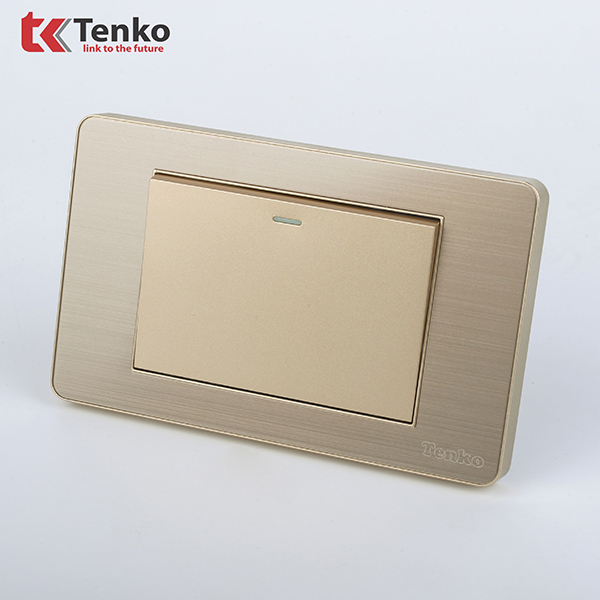 Công Tắc Điện 1 Nút Mặt Hợp Kim TK-C7G-01 Vàng